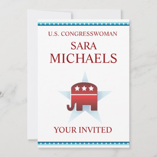招待状テンプレート共和党の象 招待状 (正面)