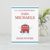 招待状テンプレート共和党の象 招待状 (スタンド正面)