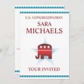 招待状テンプレート共和党の象 招待状 (正面/裏面)