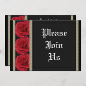 招待状テンプレート-カスタマイズ可能な赤いバラ 招待状 (正面/裏面)