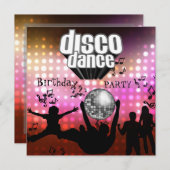 招待状ディスコダンスバースデーパーティーレトロ 招待状 (正面/裏面)