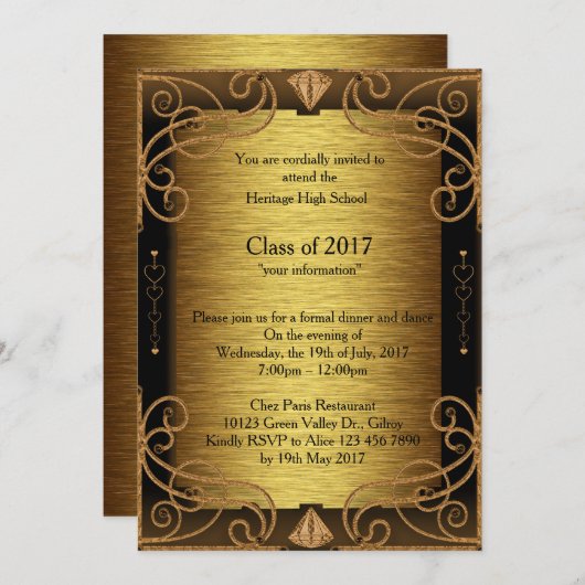 招待状ディナー&ダンス、完成予定 招待状 (正面/裏面)