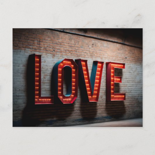 招待状ネオンLOVEサインのはがき ポストカード (正面)