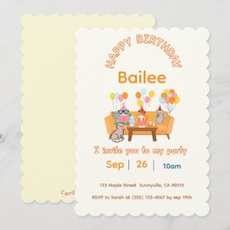 招待状ハッピーバースデー猫 招待状