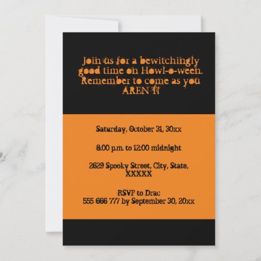 招待状ハロウィーンの衣装パーティー3写真カスタム用 招待状 (裏面)