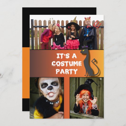 招待状ハロウィーンの衣装パーティー3写真カスタム用 招待状 (正面/裏面)
