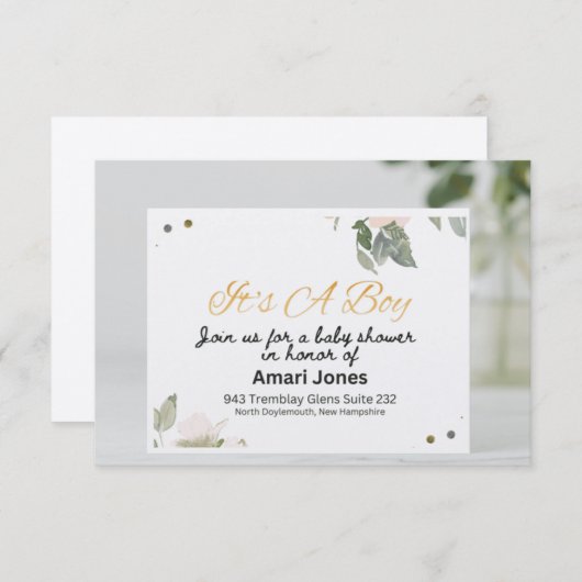 招待状バナーベビーお祝い エンクロージャーカード (正面/裏面)