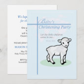 招待状バプテスマお祝いブルーボーイラム 招待状 (正面/裏面)