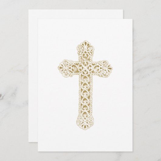 招待状バプテスマ華美クロス 招待状 (正面/裏面)