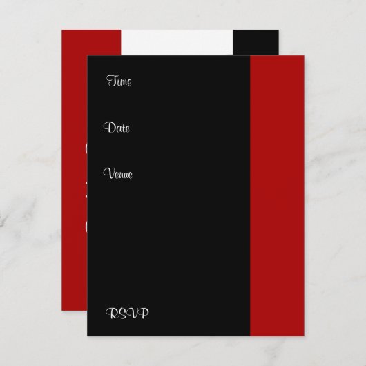 招待状バースデーパーティレッド白黒 招待状 (正面/裏面)