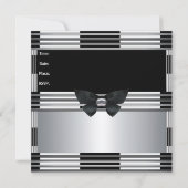 招待状バースデーパーティーアールデコブラックシルバー3 招待状 (裏面)