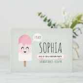 招待状バースデーパーティーガールキュートレトロアイスクリーム 招待状 (スタンド正面)