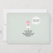 招待状バースデーパーティーガールキュートレトロアイスクリーム 招待状 (裏面)