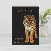 招待状バースデーパーティータイガーオンブラック 招待状 (スタンド正面)