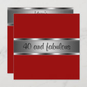 招待状バースデーパーティードレッドシルバーファブラス40th 招待状 (正面/裏面)