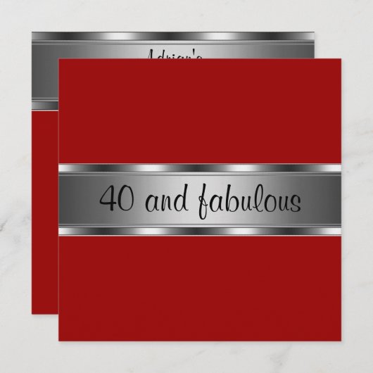 招待状バースデーパーティードレッドシルバーファブラス40th 招待状 (正面/裏面)