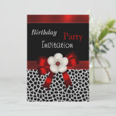 招待状バースデーパーティードレッドブラックフローラボウ 招待状 (スタンド正面)