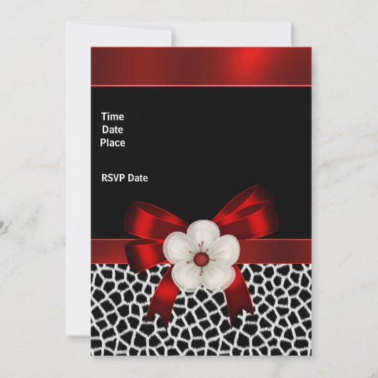 招待状バースデーパーティードレッドブラックフローラボウ 招待状 (裏面)