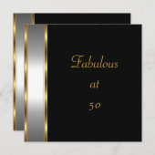 招待状バースデーパーティーブラック金ゴールドファブラス50th 招待状 (正面/裏面)