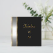 招待状バースデーパーティーブラック金ゴールドファブラス50th 招待状 (スタンド正面)
