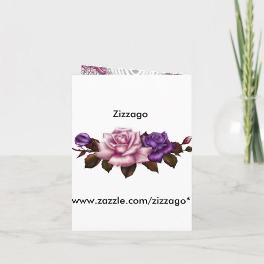 招待状バースデーパーティーホワイトピンクパープルバラ 招待状 (裏面)