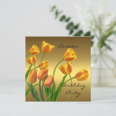 招待状バースデーパーティー50thエレガントチューリップ金ゴールド 招待状 (スタンド正面)