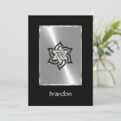 招待状バー（ユダヤ教の）バル・ミツバースターオブデイヴィッドブラックシルバー 招待状 (スタンド正面)