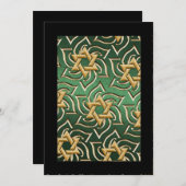 招待状バー(ユダヤ教の)バル・ミツバー金ゴールドスターオブデイヴィッドグリーン 招待状 (正面/裏面)