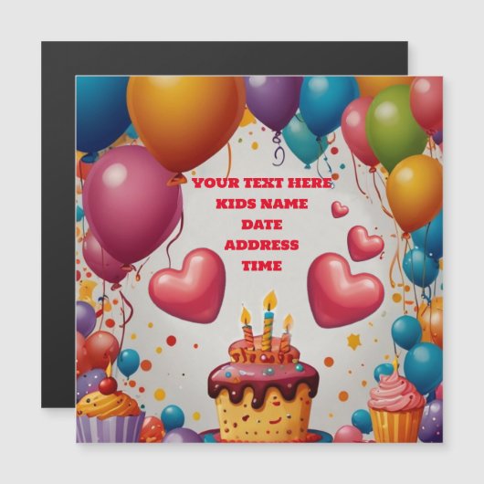 招待状パーソナライズされた誕生日はがき招待状 マグネット招待状 (正面/裏面)