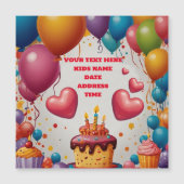 招待状パーソナライズされた誕生日はがき招待状 マグネット招待状 (正面)