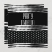 招待状パーティーアールデコブラックシルバースポット 招待状 (正面/裏面)