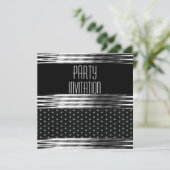 招待状パーティーアールデコブラックシルバースポット 招待状 (スタンド正面)