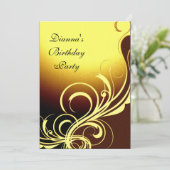 招待状パーティーエレガントイエロー金ゴールドブラウンフローラ 招待状 (スタンド正面)