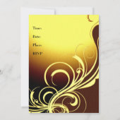 招待状パーティーエレガントイエロー金ゴールドブラウンフローラ 招待状 (裏面)