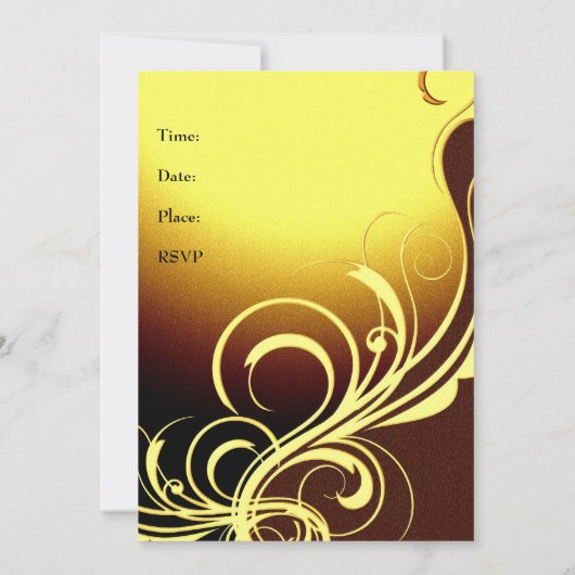 招待状パーティーエレガントイエロー金ゴールドブラウンフローラ 招待状 (裏面)