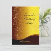 招待状パーティーエレガントイエロー金ゴールドブラックフローラ 招待状 (スタンド正面)