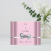 招待状パーティーシルバーボウイメージファブラス40thピンク 招待状 (スタンド正面)