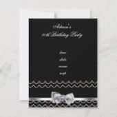 招待状パーティーシルバーボウファブラス40thブラック 招待状 (裏面)