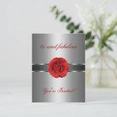 招待状パーティーシルバーレッドフラワーファブラス40th 招待状 (スタンド正面)