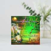 招待状パーティーニューイヤーイブ金ゴールドグリーン 招待状 (スタンド正面)