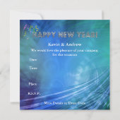 招待状パーティーニューイヤーイーブブルー金ゴールド 招待状 (裏面)