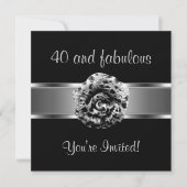 招待状パーティーブラックグレーフラワーファブラス40th 招待状 (正面)