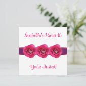 招待状パーティーホワイトピンクフラワースウィート16 招待状 (スタンド正面)