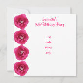 招待状パーティーホワイトピンクフラワースウィート16 招待状 (裏面)