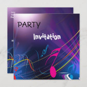 招待状パーティーミュージックノートブルー 招待状 (正面/裏面)