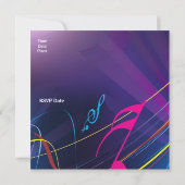 招待状パーティーミュージックノートブルー 招待状 (裏面)