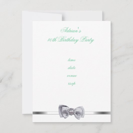 招待状パーティーミントシルバーボウファブラス40th 招待状 (裏面)