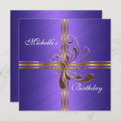 招待状パープルおよび金ゴールド抽象芸術 招待状 (正面/裏面)