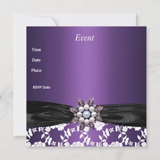 招待状パープルホワイトジュエルフローラエレガントクラス3 招待状 (裏面)