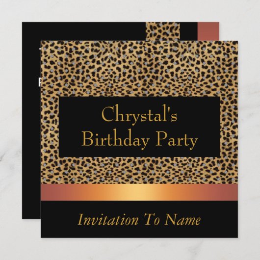 招待状ヒョウ印刷招待状誕生日パーティー 招待状 (正面/裏面)
